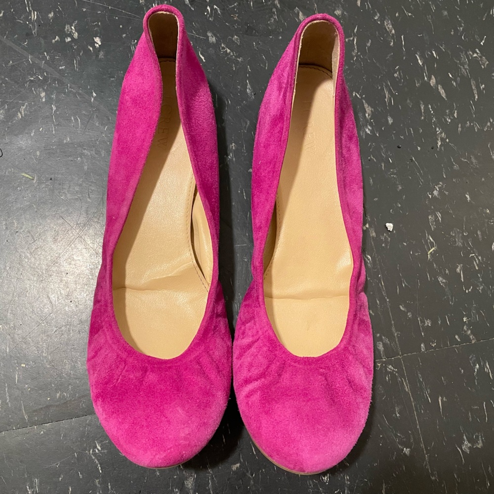 J. Crew Cece Suede Ballet Flats Round Toe Wild Berry Flats Sz 8.5